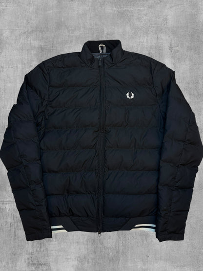 Fred Perry Daunenjacke Steppjacke Schwarz Weiß S