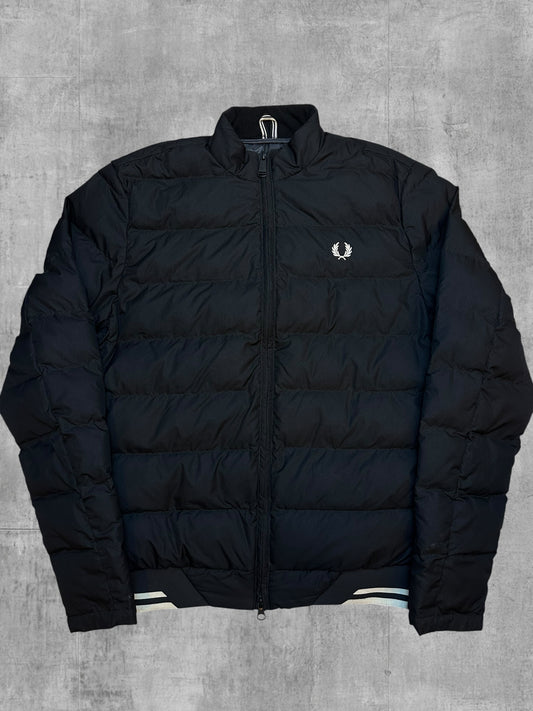 Fred Perry Daunenjacke Steppjacke Schwarz Weiß S