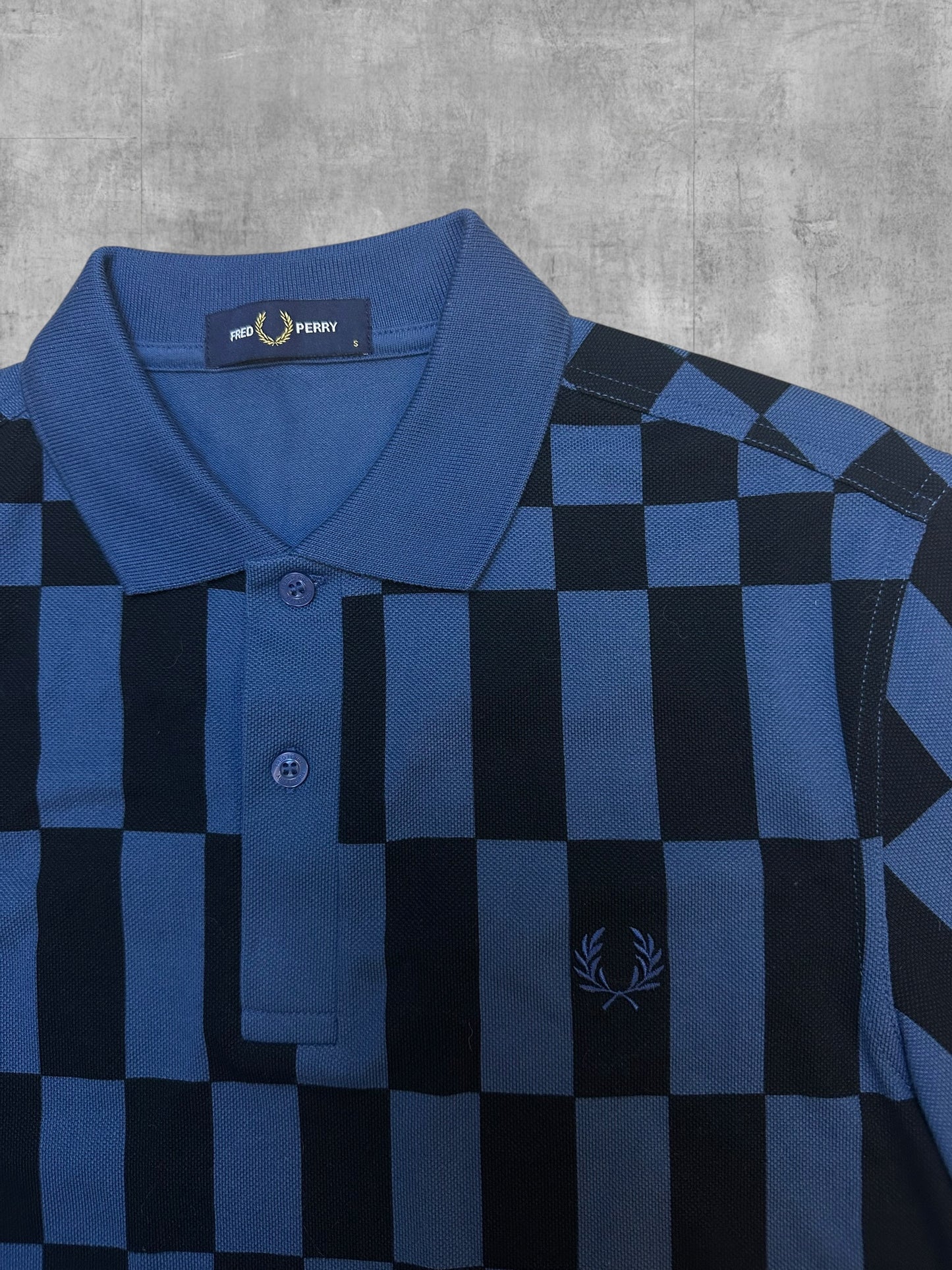 Fred Perry Polo Shirt Schwarz Blau Karriert S
