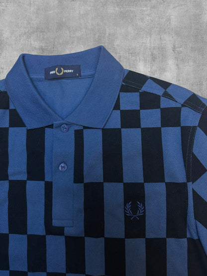 Fred Perry Polo Shirt Schwarz Blau Karriert S