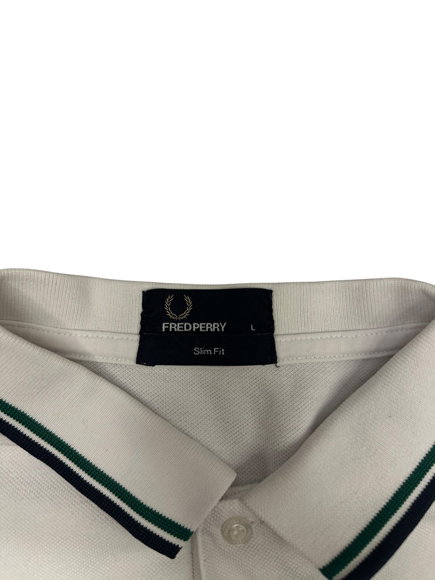 Fred Perry Polo Shirt Weiß Schwarz L Slim fit (leichte Mängel)