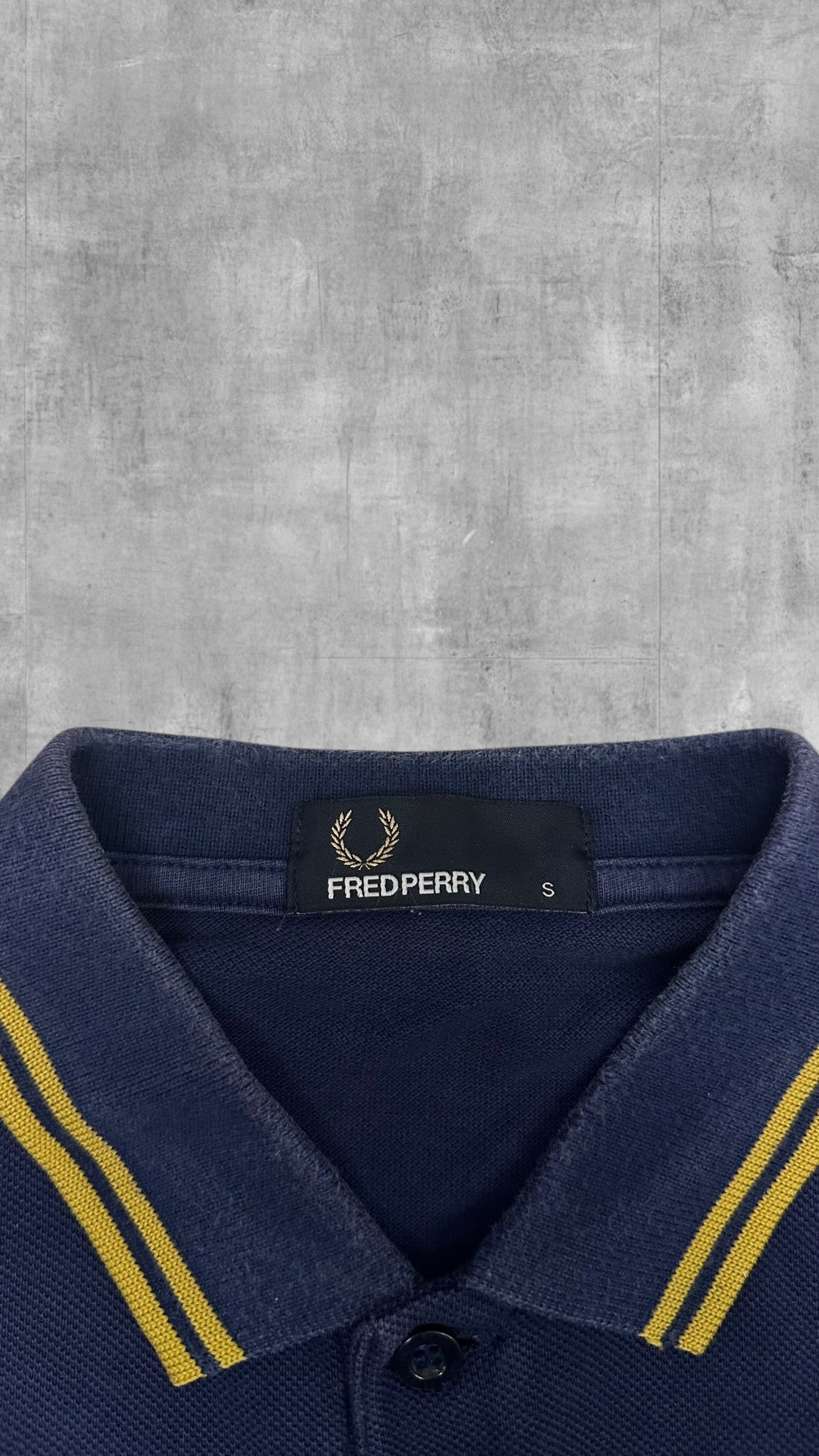 Fred Perry Polo Shirt Navy Blau Gelb S