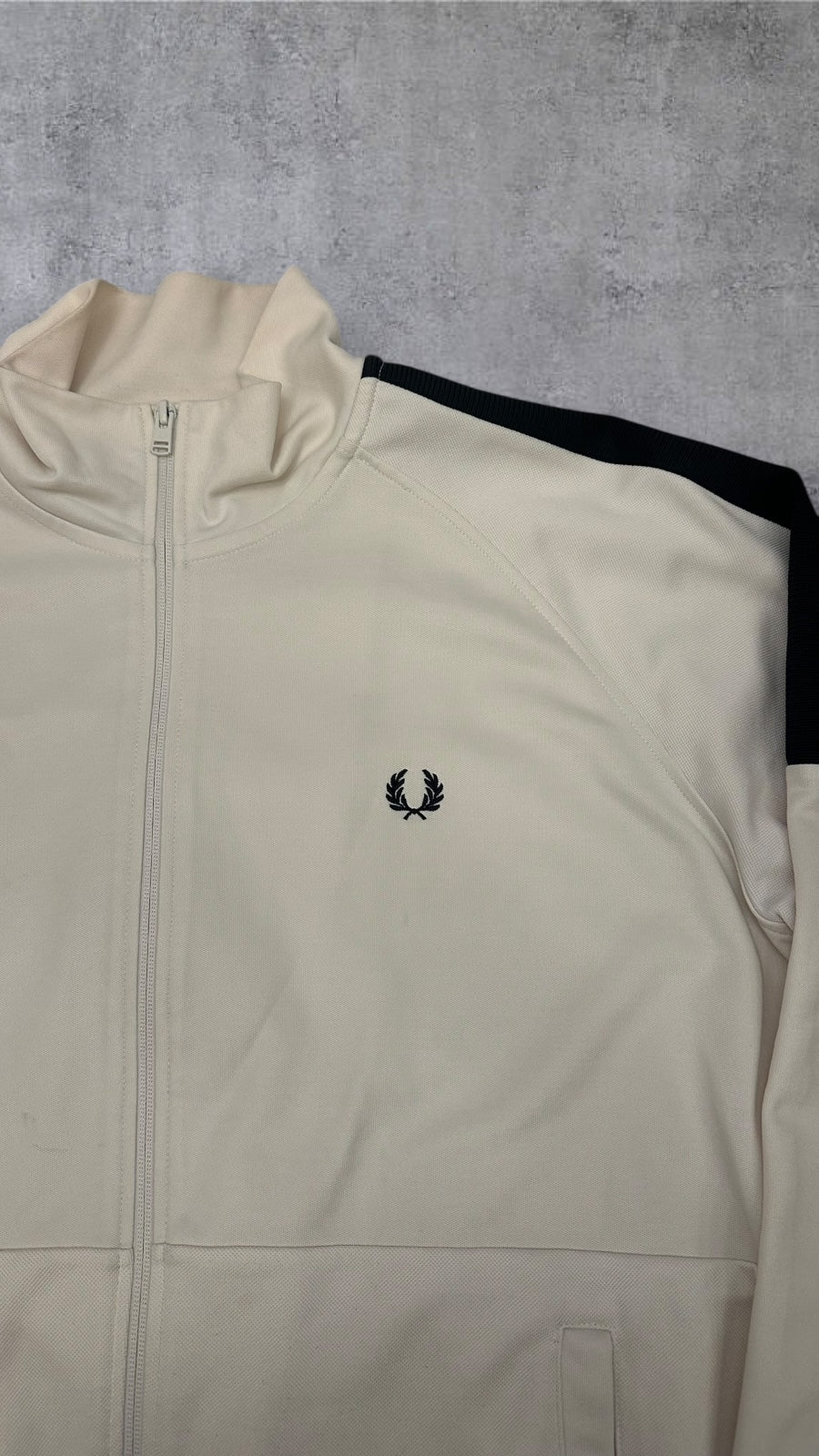Fred Perry Trainingsjacke Taped Zip Jacke Weiß Schwarz XXL