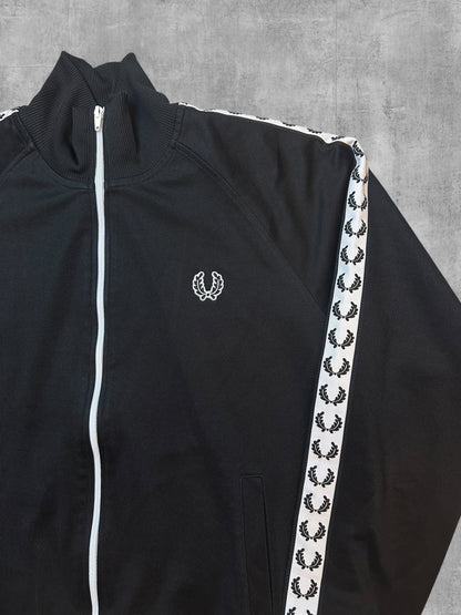 Fred Perry Vintage Trainingsjacke Taped Schwarz Weiß M