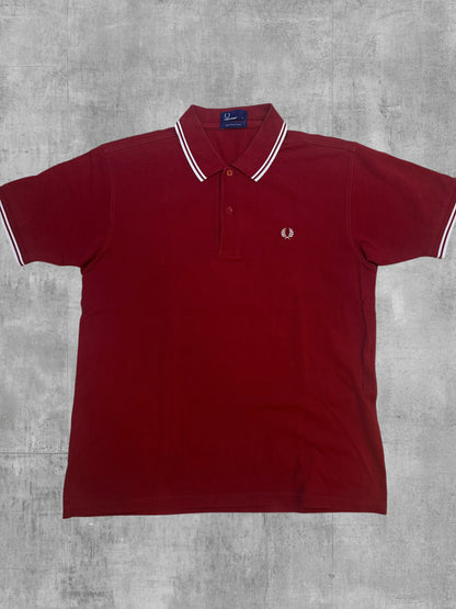 Fred Perry Polo Whirt Rot Weiß L