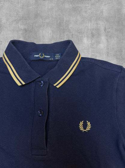 Fred Perry Polokleid Schwarzblau Gold Frauengröße M 38