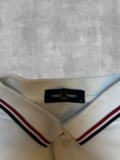 Fred Perry Polo Shirt Weiß Rot Schwarz M