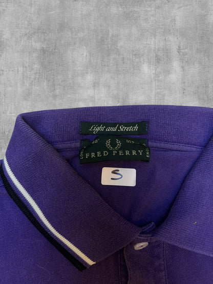 Fred Perry Polo Shirt Lila Weiß Schwarz S