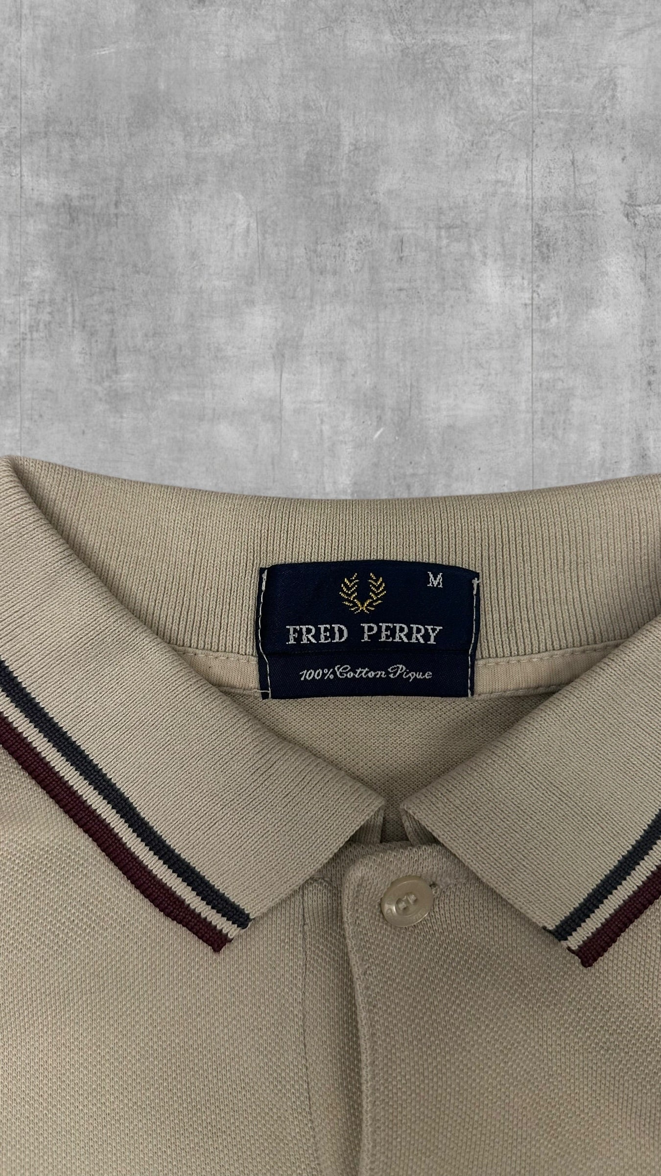 Vintage Fred Perry Langarm Polo Shirt Beige M