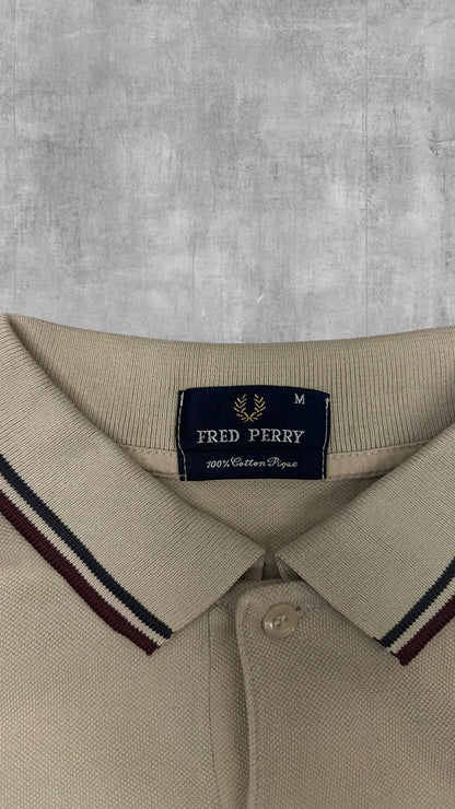 Vintage Fred Perry Langarm Polo Shirt Beige M