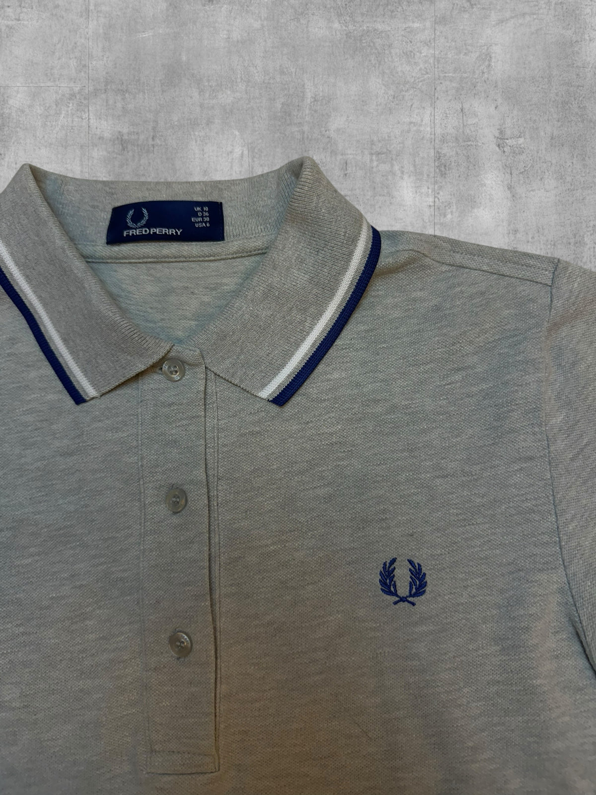 Fred Perry Polo donna Grigio Blu Navy 38 M Taglia donna