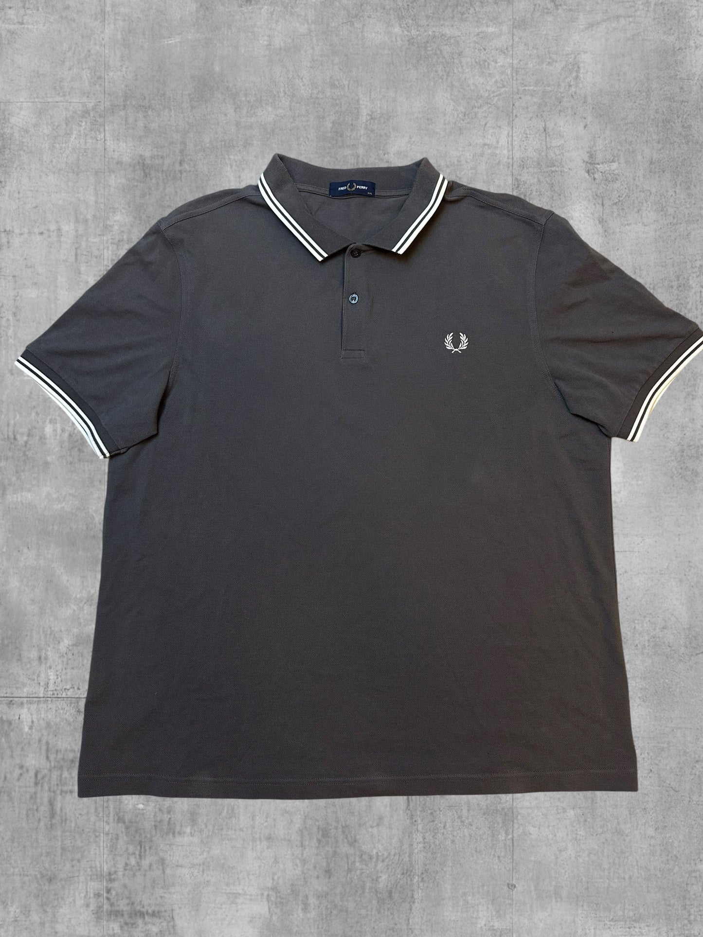 Fred Perry Polo Shirt Dunkelgrau Weiß XXL
