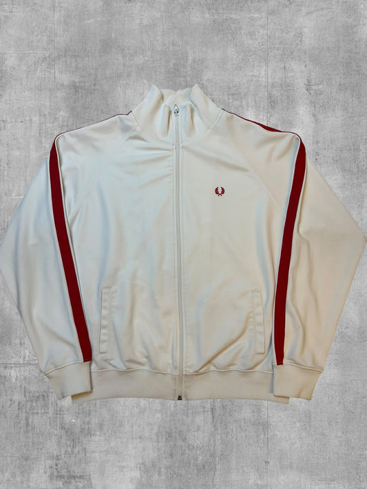 Fred Perry Trainingsjacke Taped Weiß Weinrot L