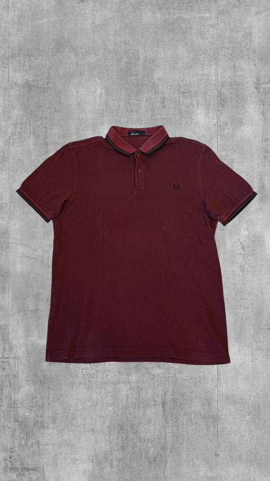 Fred Perry Polo Hemd Shirt Weinrot Schwarz L