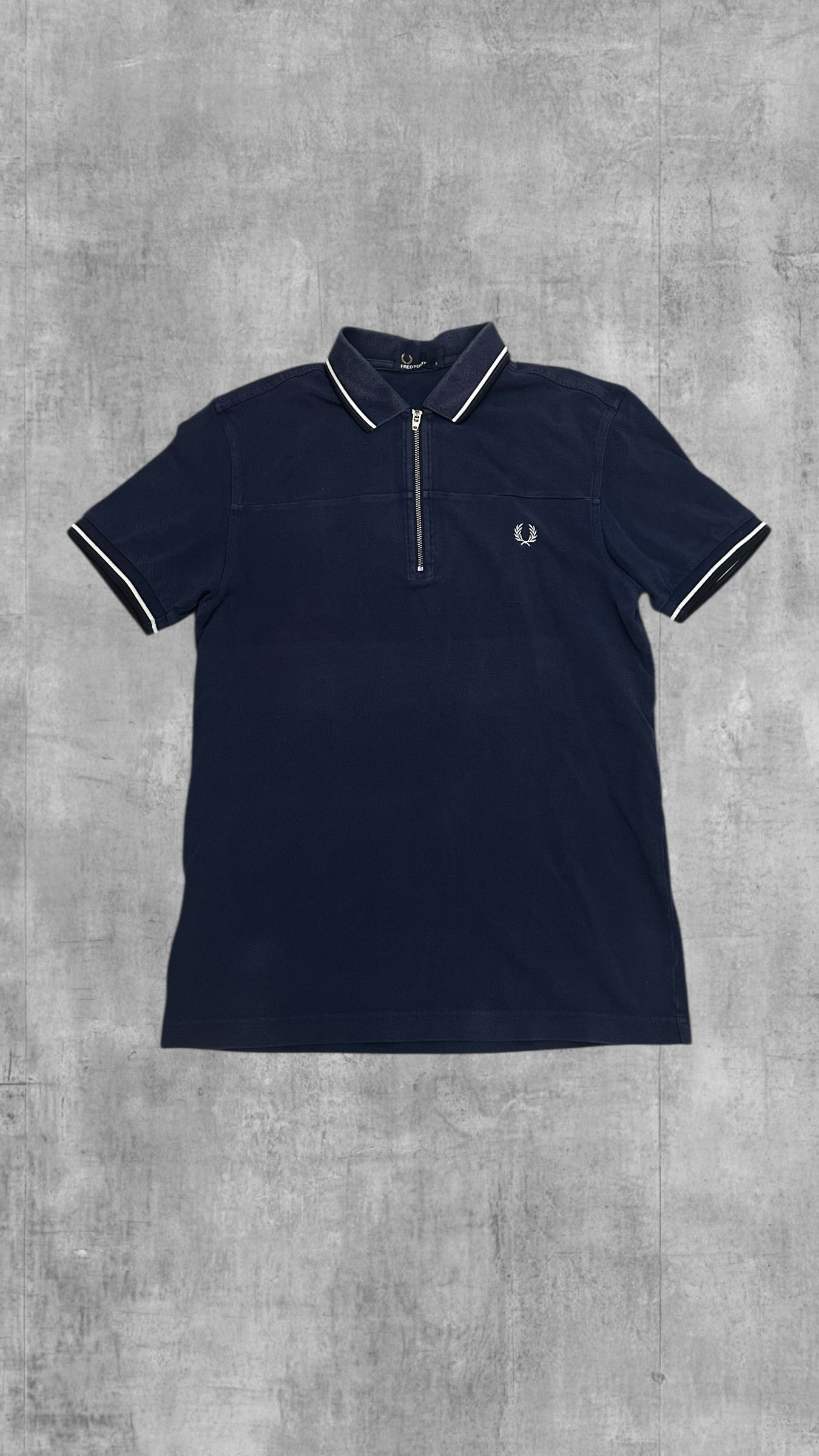 Fred Perry Zip Polo Shirt Navy Blau S