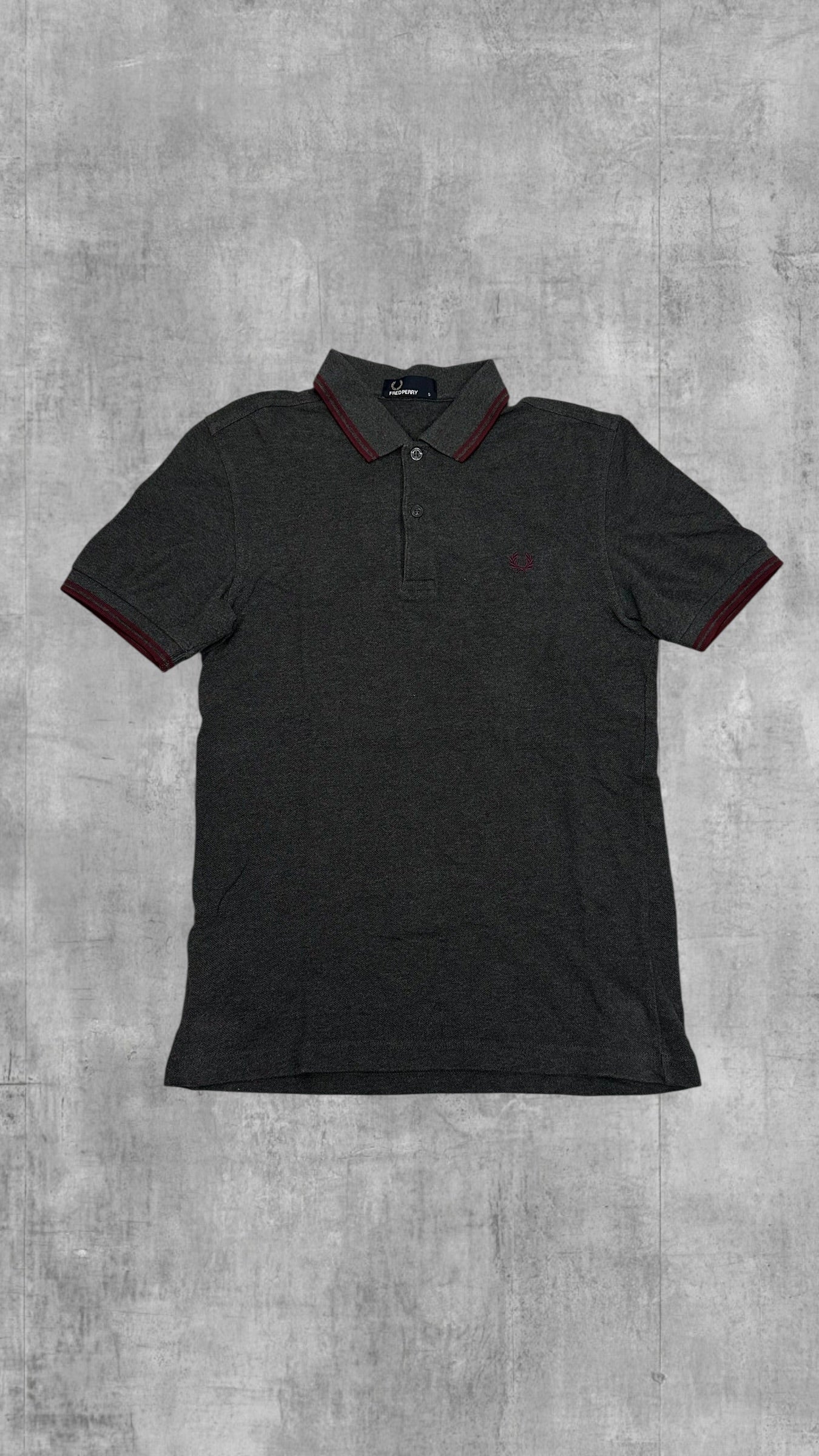 Fred Perry Polo Shirt Grau Weinrot S