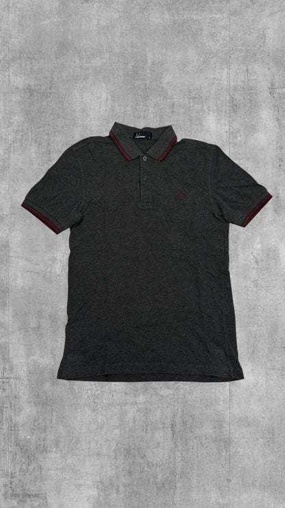 Fred Perry Polo Shirt Grau Weinrot S