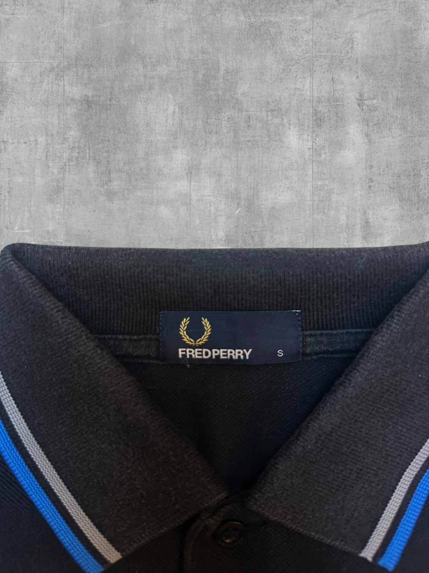 Fred Perry Polo Shirt Schwarz Blau Grau S
