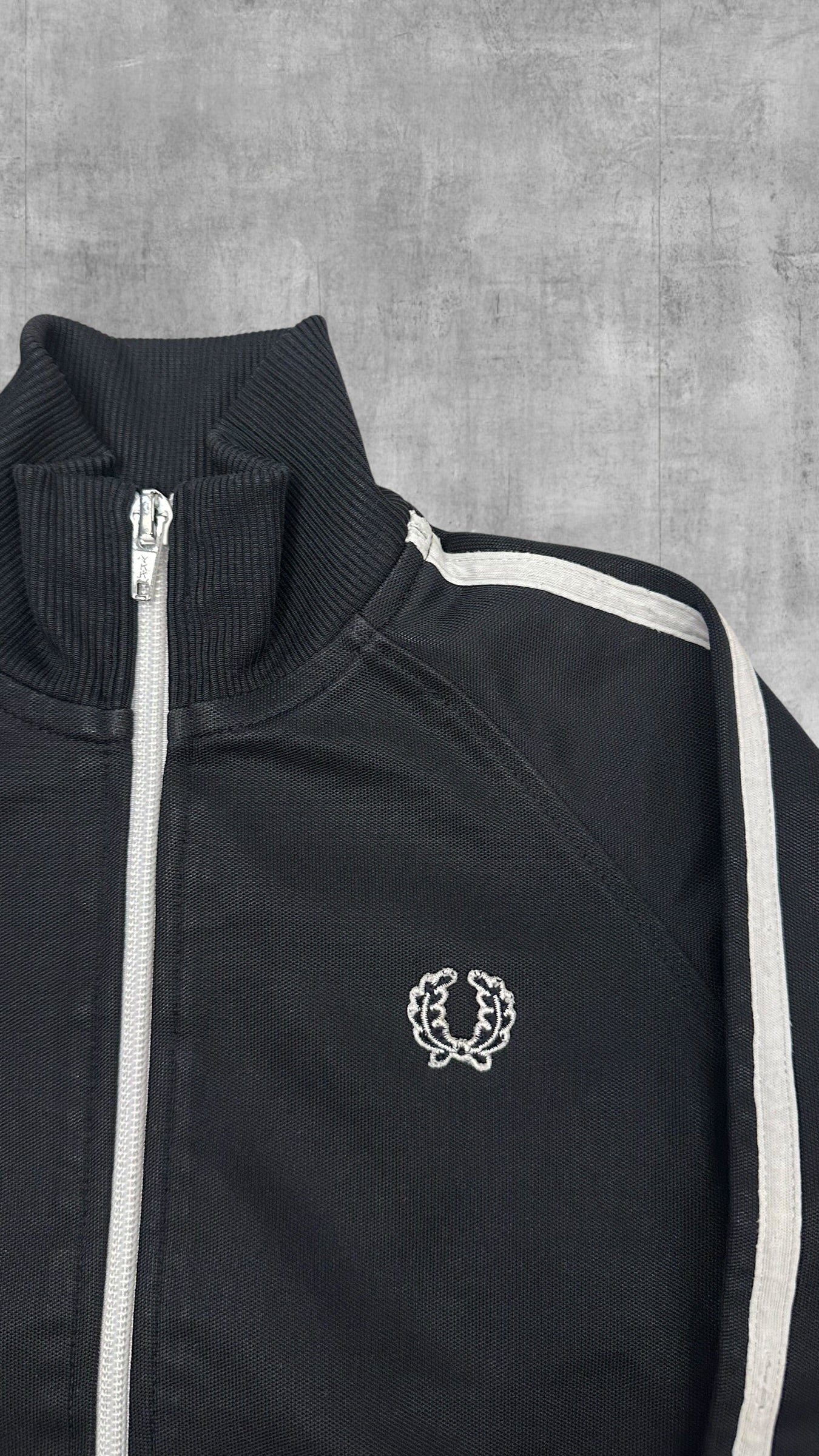 Fred Perry Vintage Trainingsjacke Schwarz Weiß 110cm (Kindergröße)