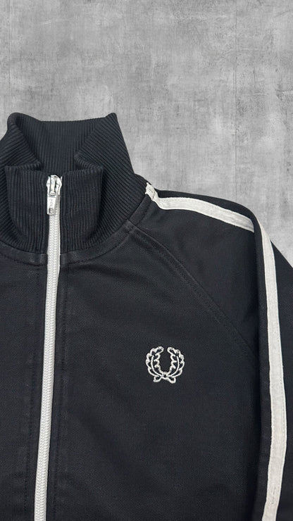 Fred Perry Vintage Trainingsjacke Schwarz Weiß 110cm (Kindergröße)