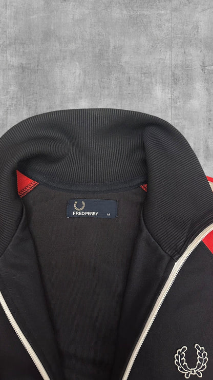 Fred Perry Vintage Trainingsjacke Taped Zip Jacke Navy Blau Rot M