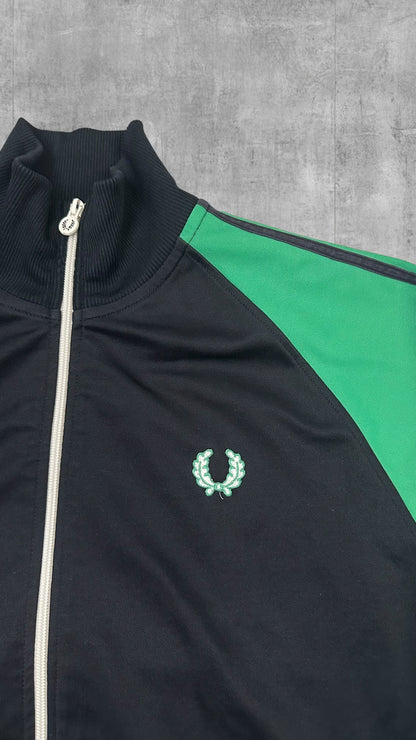 Fred Perry Trainingsjacke Taped Schwarz Grün Weiß M