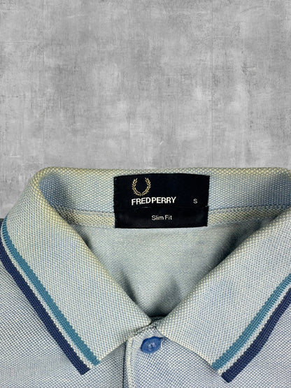 Fred Perry Polo Shirt Türkis Blau S Slim Fit