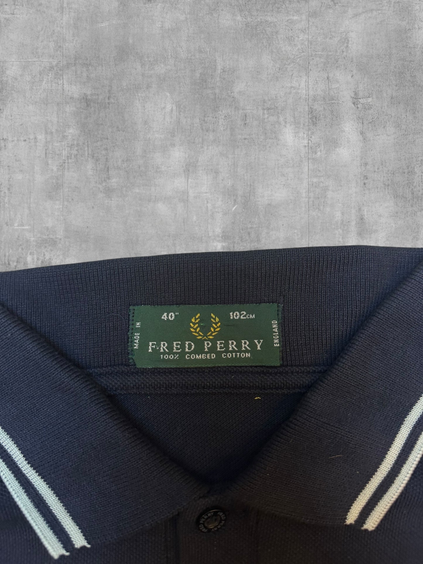 Fred Perry Vintage Polo Shirt Schwarz Weiß M