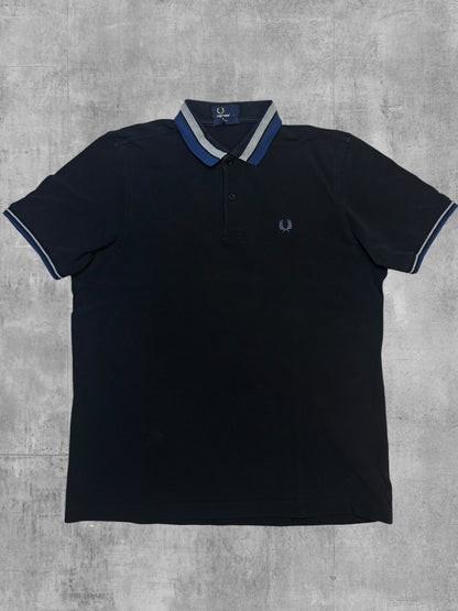 Fred Perry Polo Shirt Schwarz Navy Blau Grau L Slim Fit