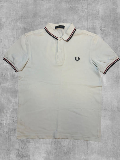 Fred Perry Polo Shirt Weiß Schwarz Rot S