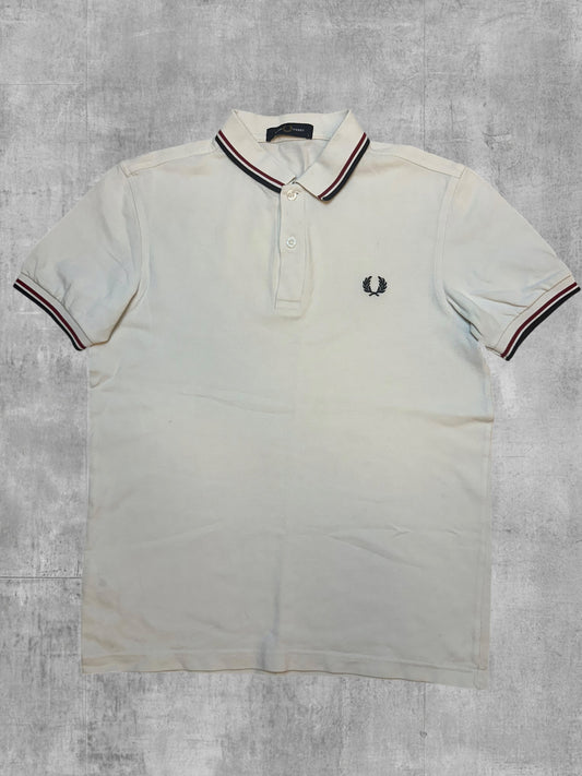 Fred Perry Polo Shirt Weiß Schwarz Rot S
