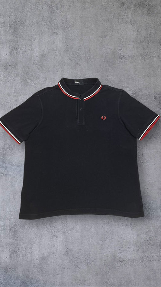 Fred Perry Polo Shirt Schwarz Rot XL Slim Fit