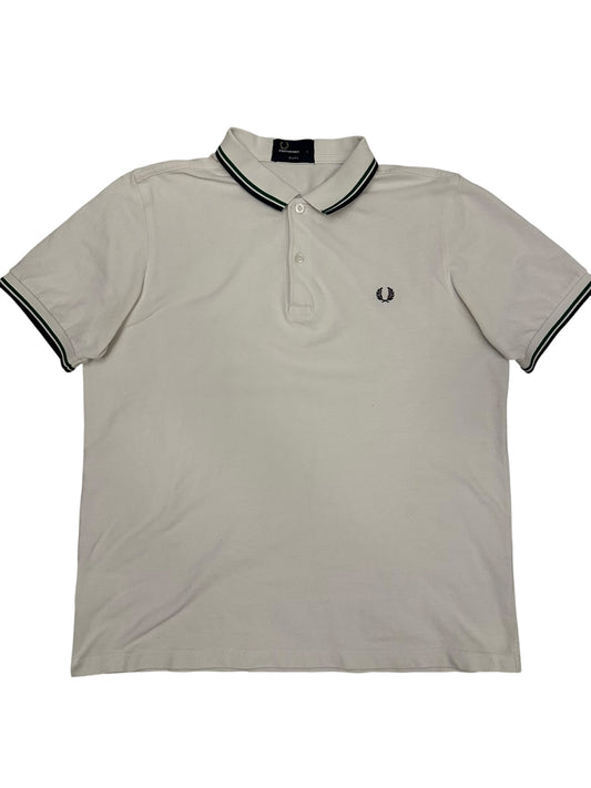 Fred Perry Polo Shirt Weiß Schwarz L Slim fit (leichte Mängel)