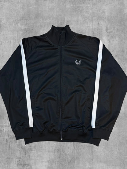 Fred Perry Vintage Trainingsjacke Taped Schwarz Weiß XL