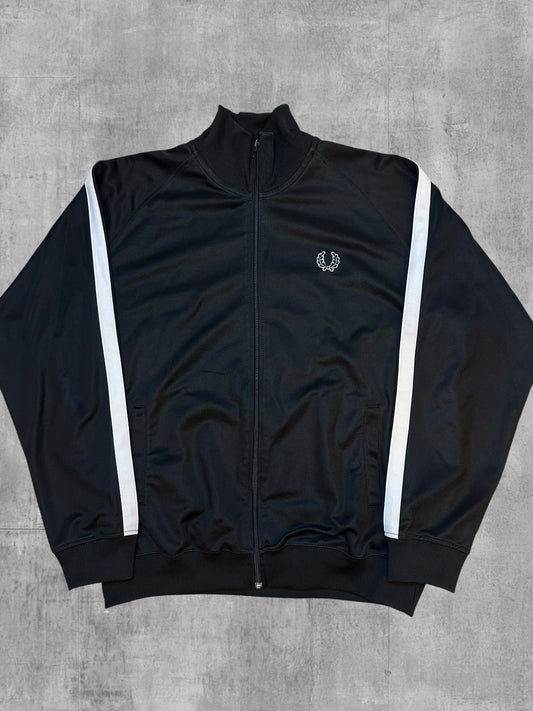 Fred Perry Vintage Trainingsjacke Taped Schwarz Weiß XL