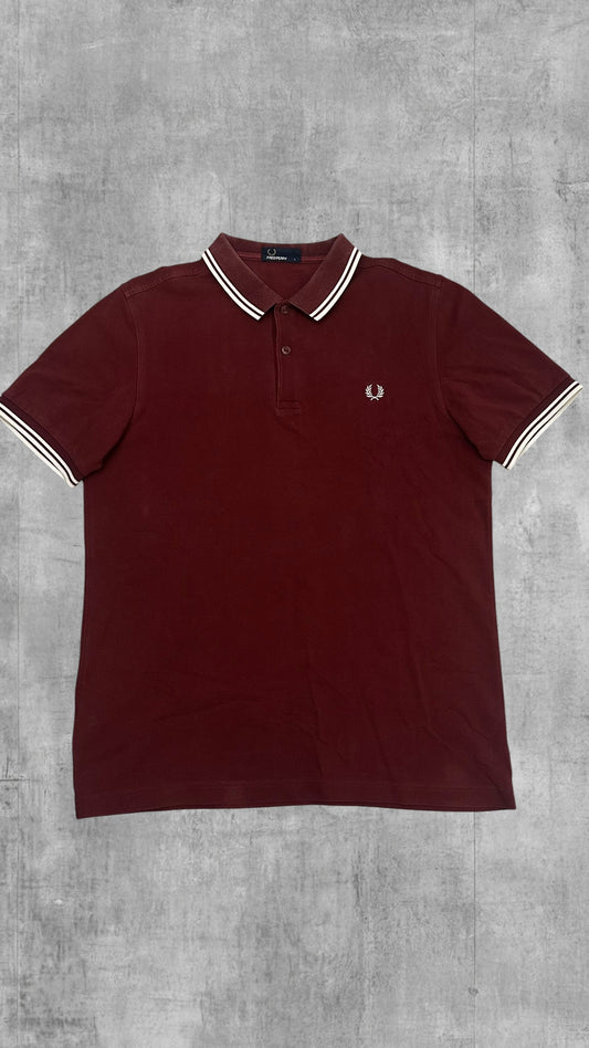 Fred Perry Polo Shirt Weinrot Weiß L