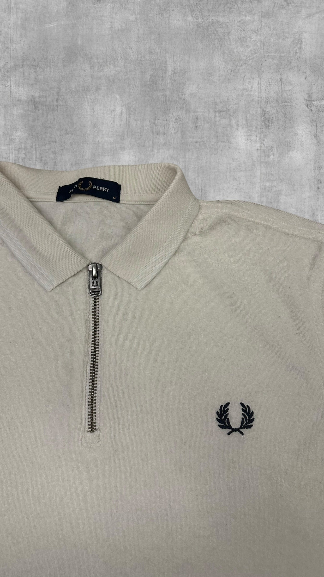 Fred Perry Zip Polo Shirt Weiß M