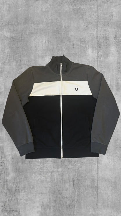 Fred Perry Trainingsjacke Taped Zip Jacke Grau Weiß Schwarz L