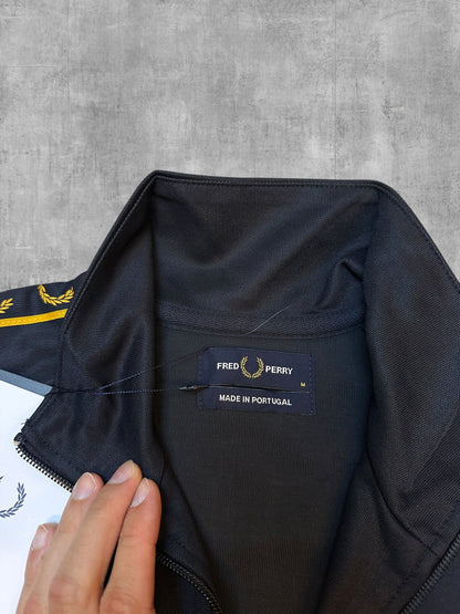 Fred Perry Trainingsjacke Taped Schwarz Gold M Neu