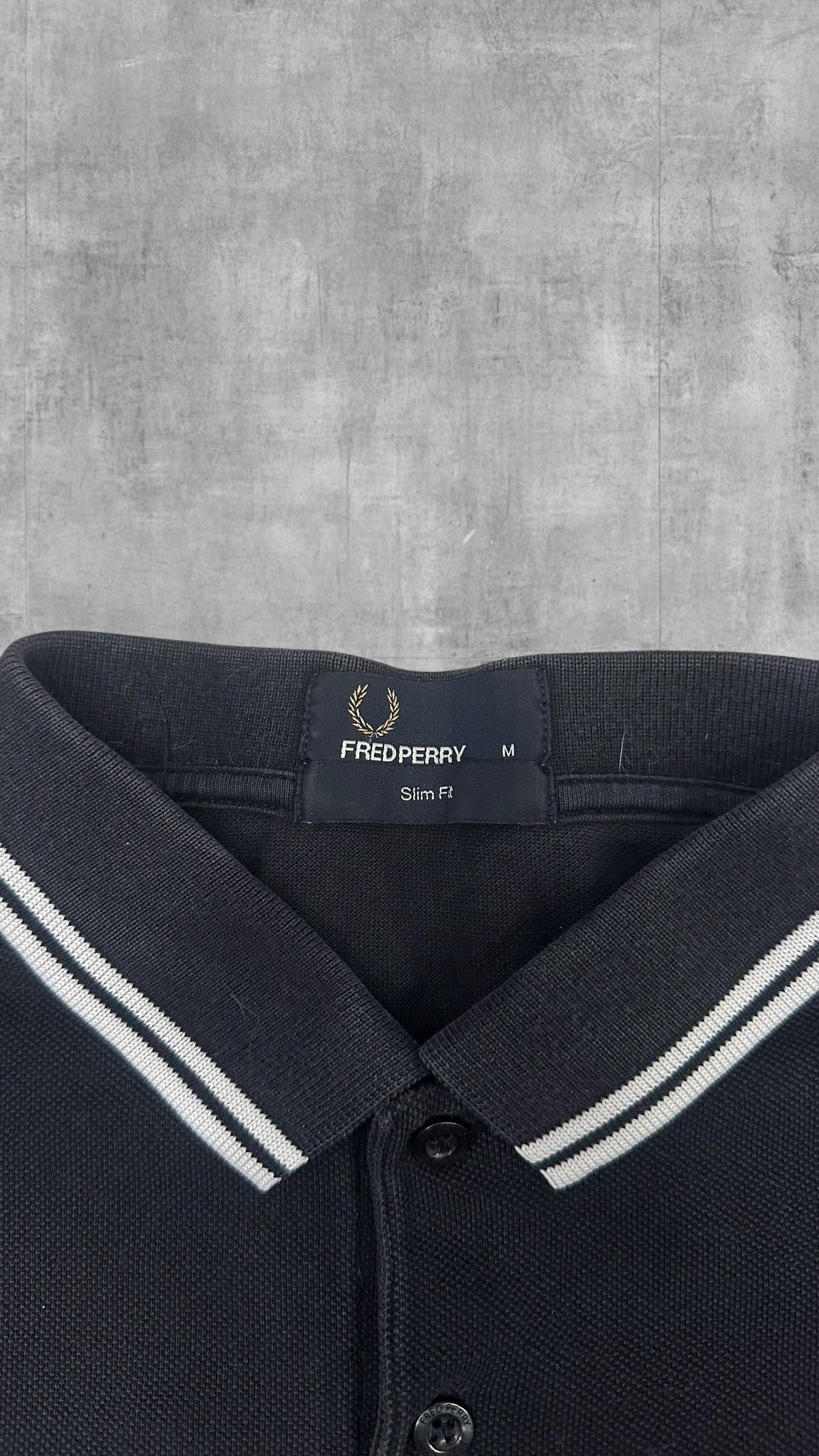 Fred Perry Polo Shirt Schwarz Weiß M Slim Fit