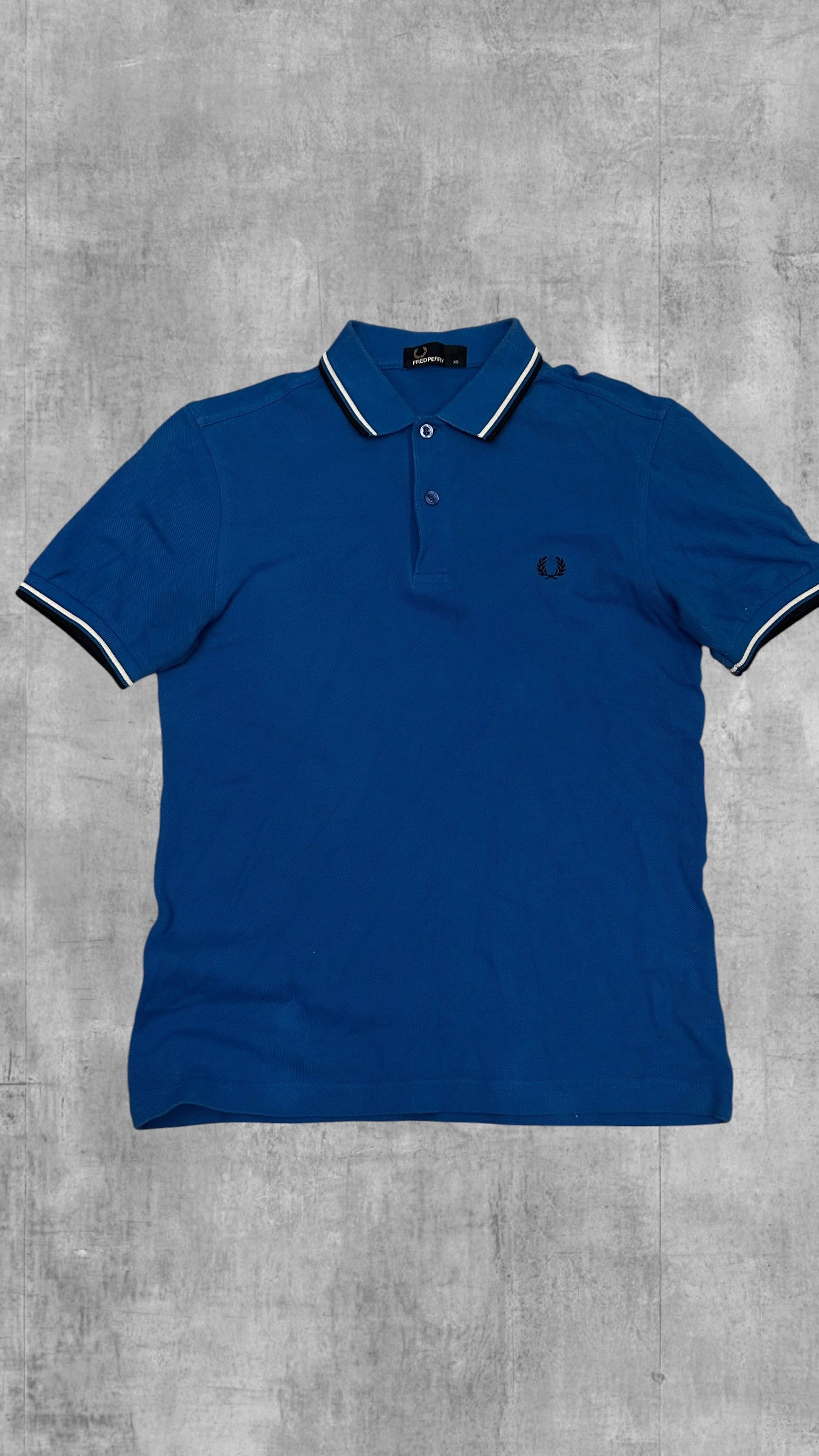 Fred Perry Polo Shirt Blau Schwarz Weiß XS