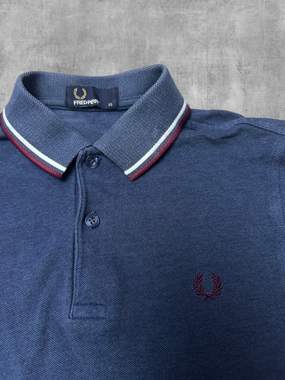 Fred Perry Polo Shirt Navy Blau Weiß Weinrot XS