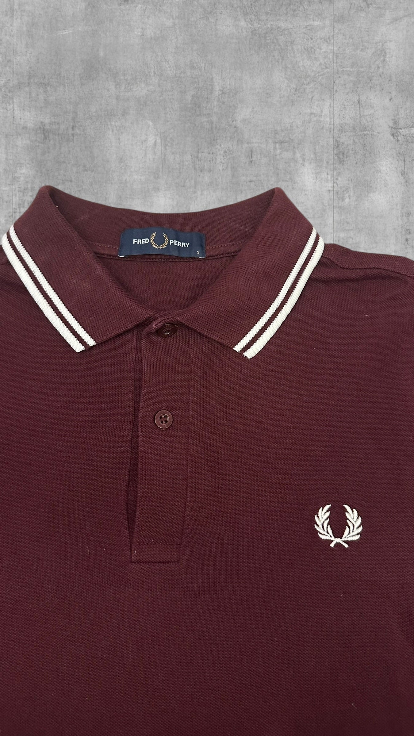Fred Perry Polo Shirt Weinrot Weiß S