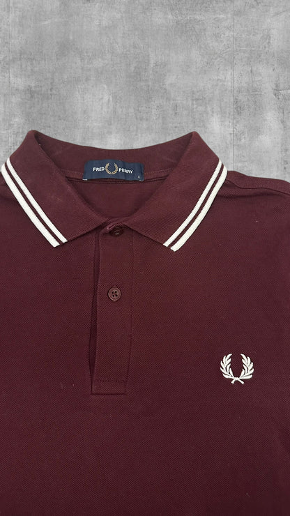 Fred Perry Polo Shirt Weinrot Weiß S