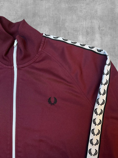 Fred Perry Trainingsjacke Taped Weinrot Weiß Schwarz L