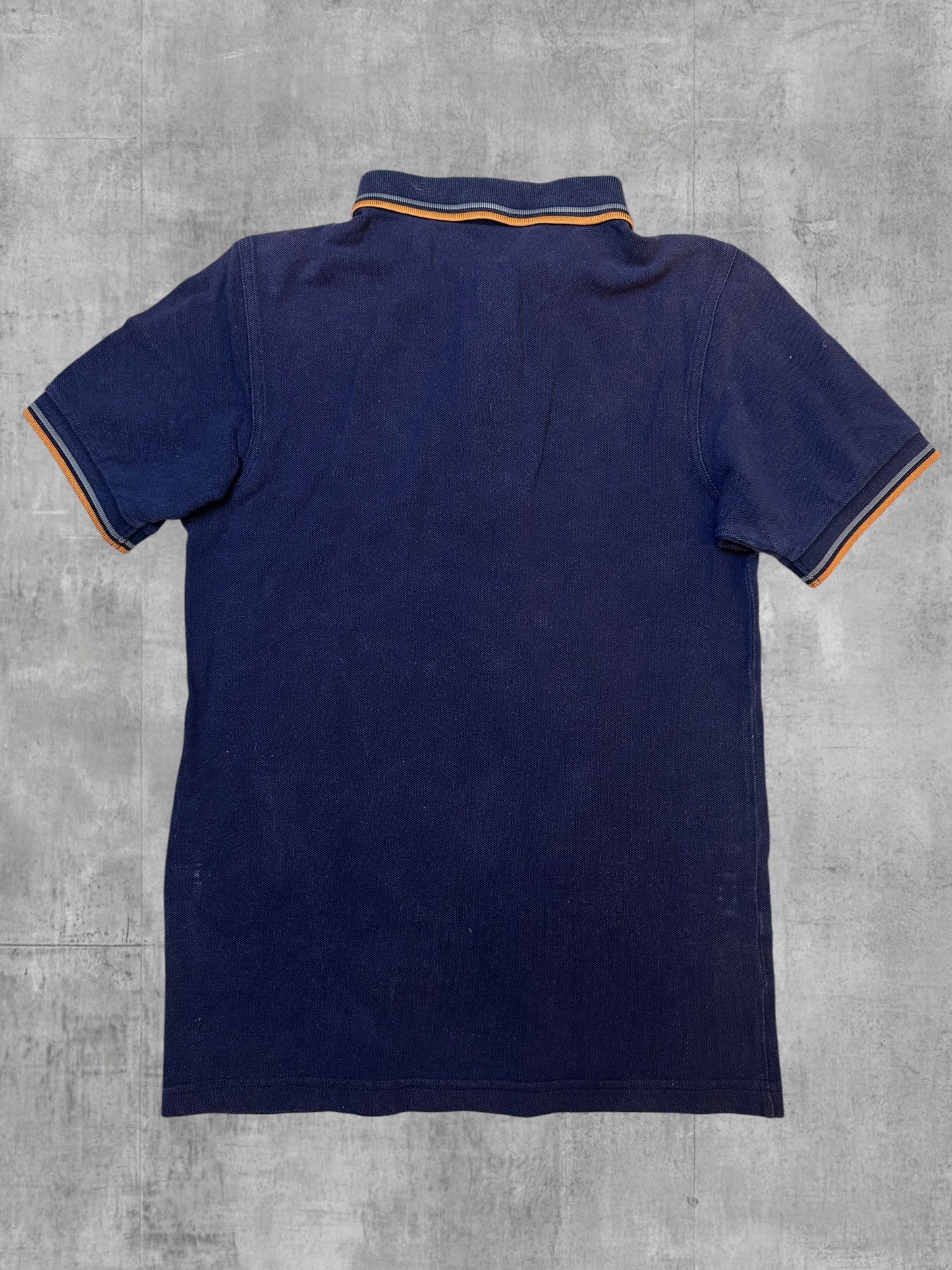 Fred Perry Polo Shirt Navy Blau Orange XS slim fit