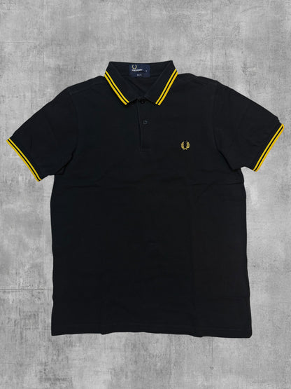 Fred Perry Polo Shirt Schwarz Gelb M Slim Fit