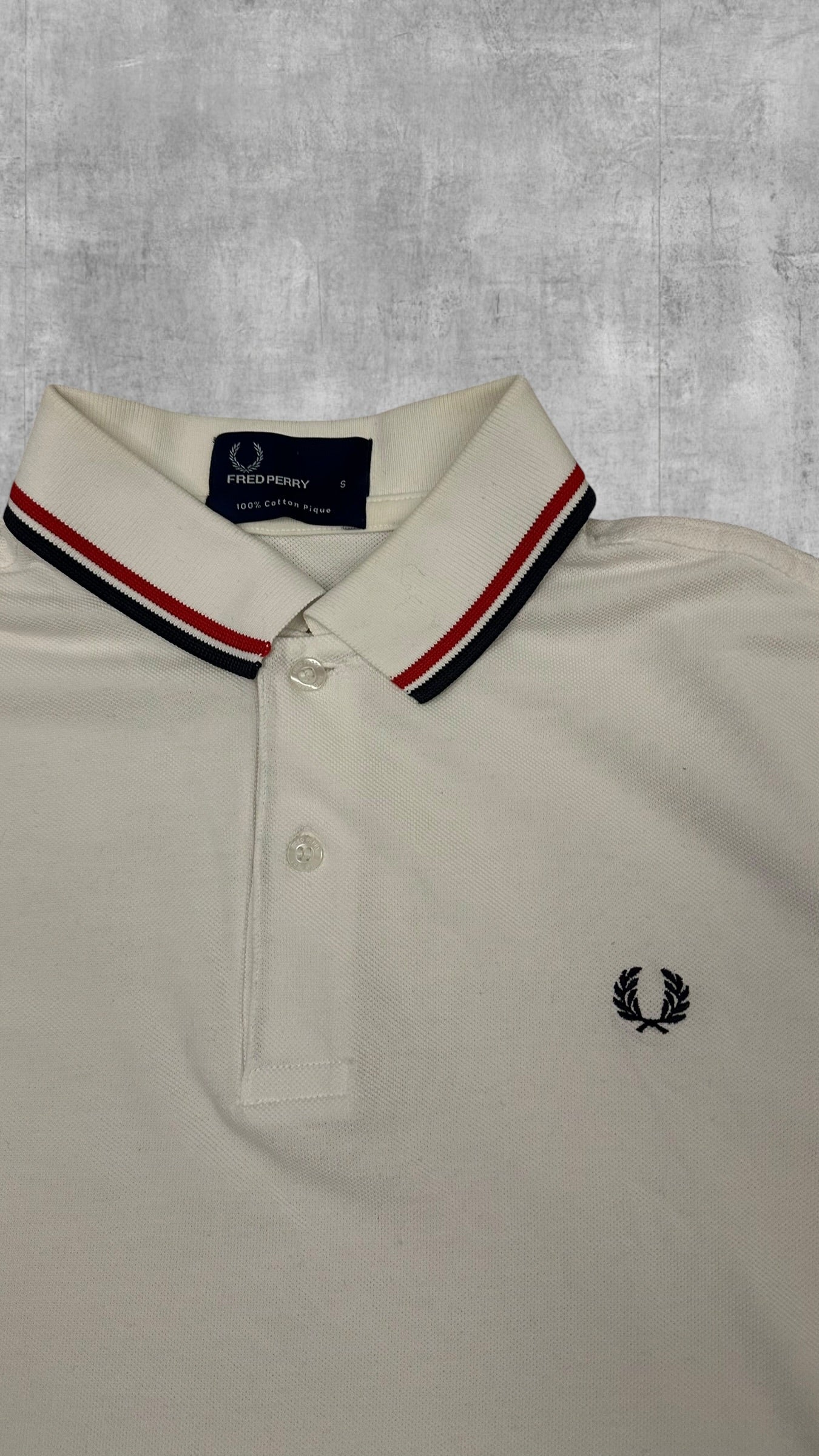 Fred Perry Polo Shirt Weiß Schwarz Rot S
