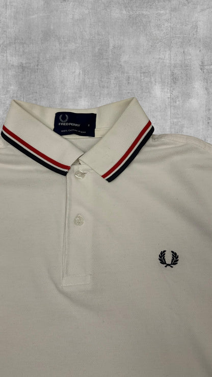 Fred Perry Polo Shirt Weiß Schwarz Rot S