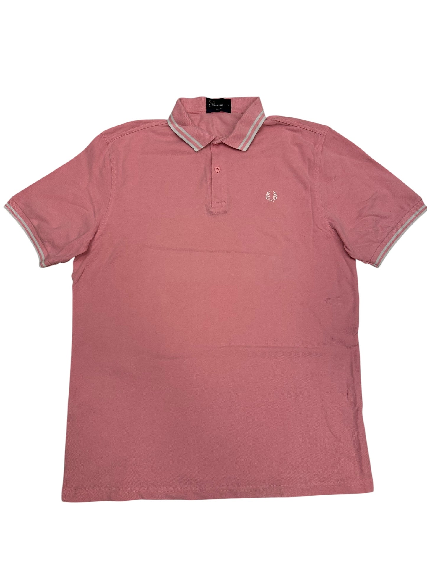 Fred Perry Polo Shirt Rosa Weiß XL Slim Fit